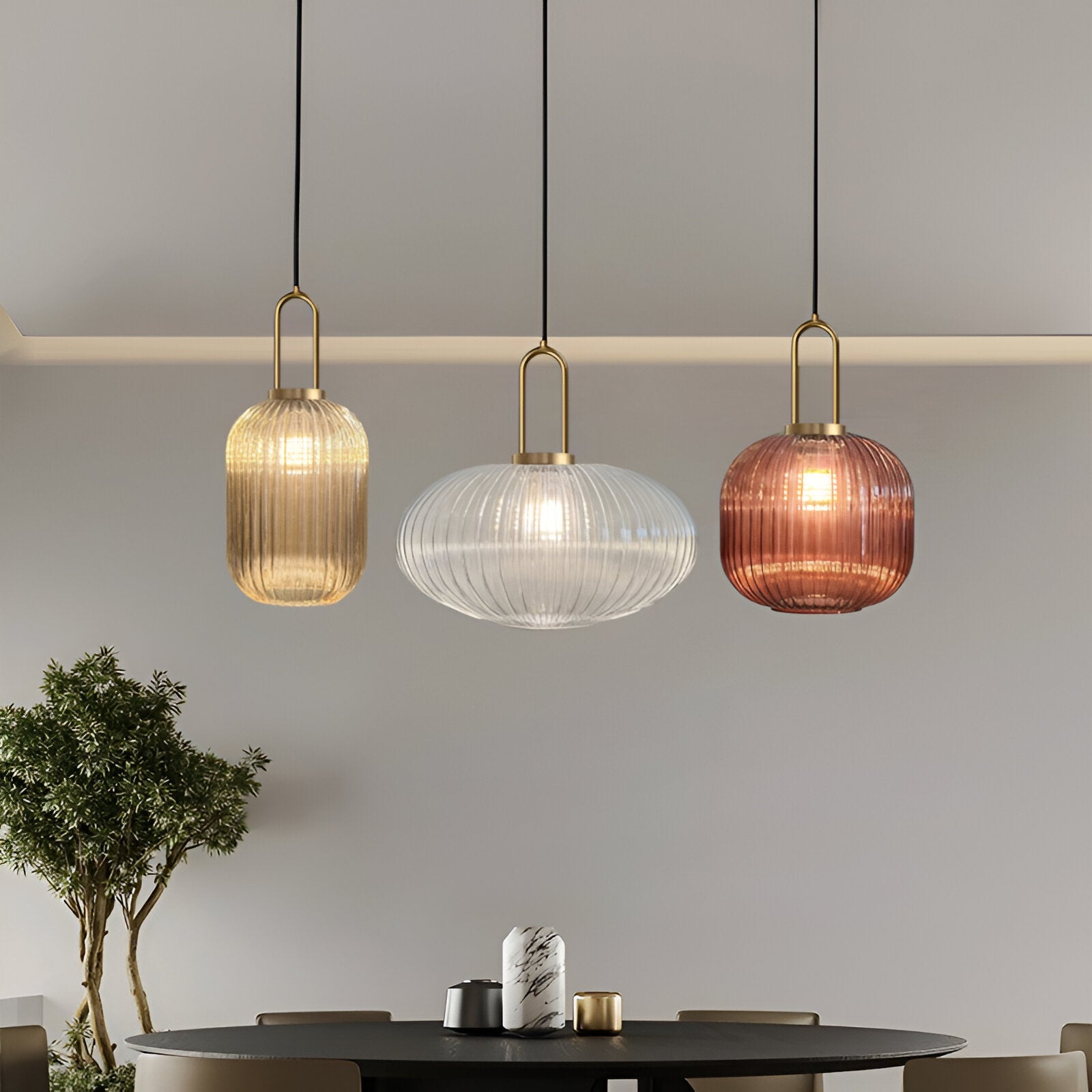 Suspension en verre Vintage | 3 Suspensions