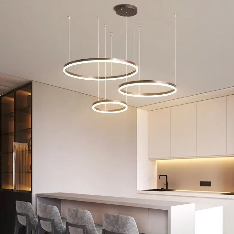 Lustre anneaux suspendus en Aluminium à LED