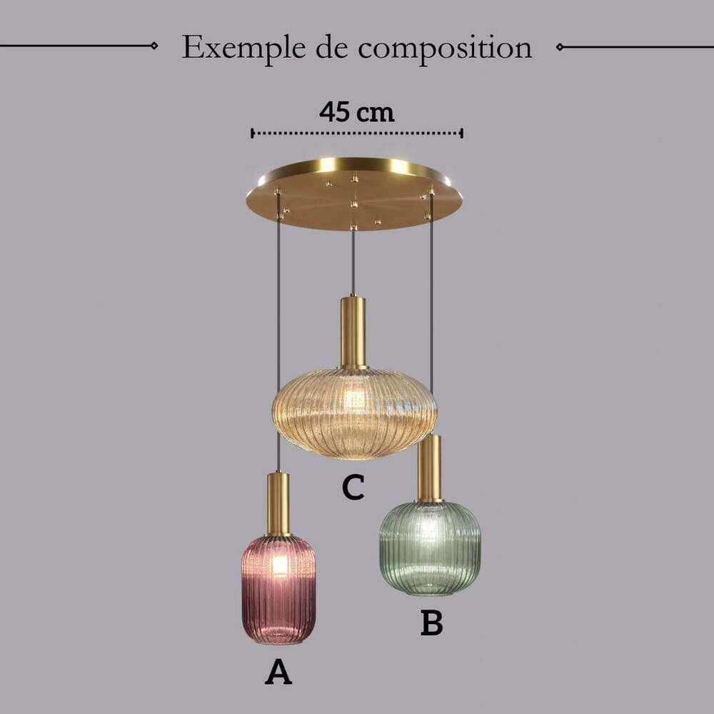 Suspension en verre Vintage | 3 Suspensions