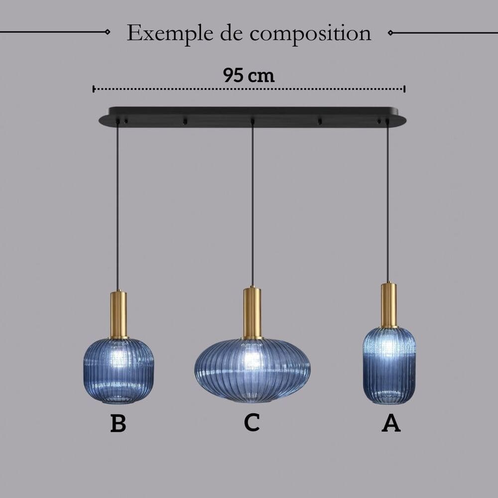 Suspension en verre Vintage | 3 Suspensions