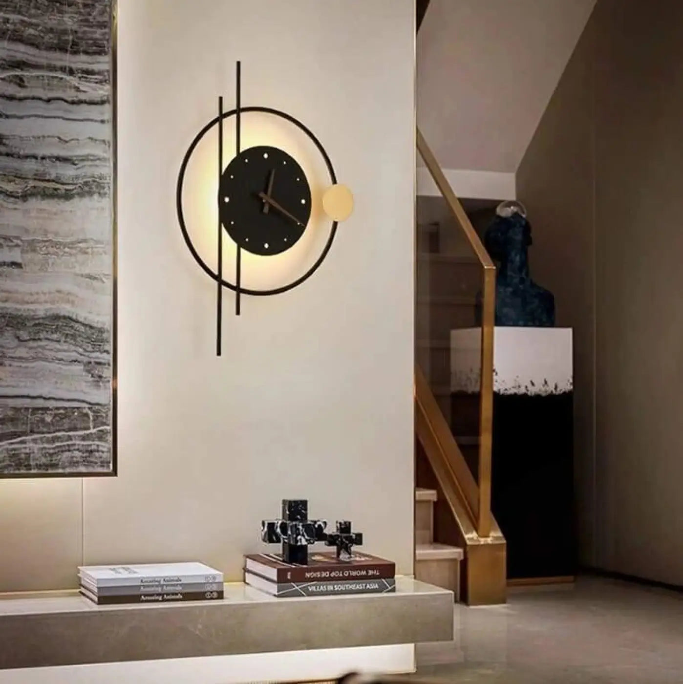 Applique Murale Horloge En Aluminium Noir Ou Or