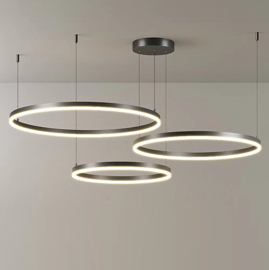 Lustre anneaux suspendus en Aluminium à LED