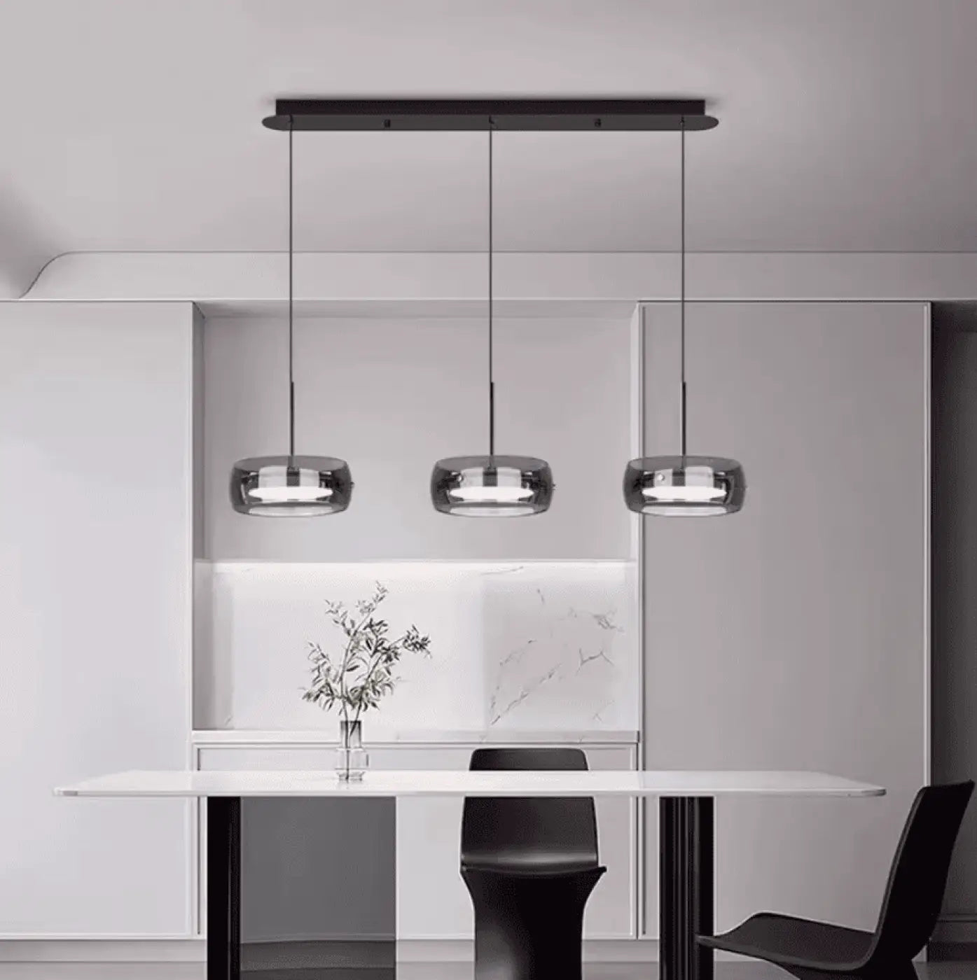 Plafonnier industriel pour cuisine avec triple anneaux