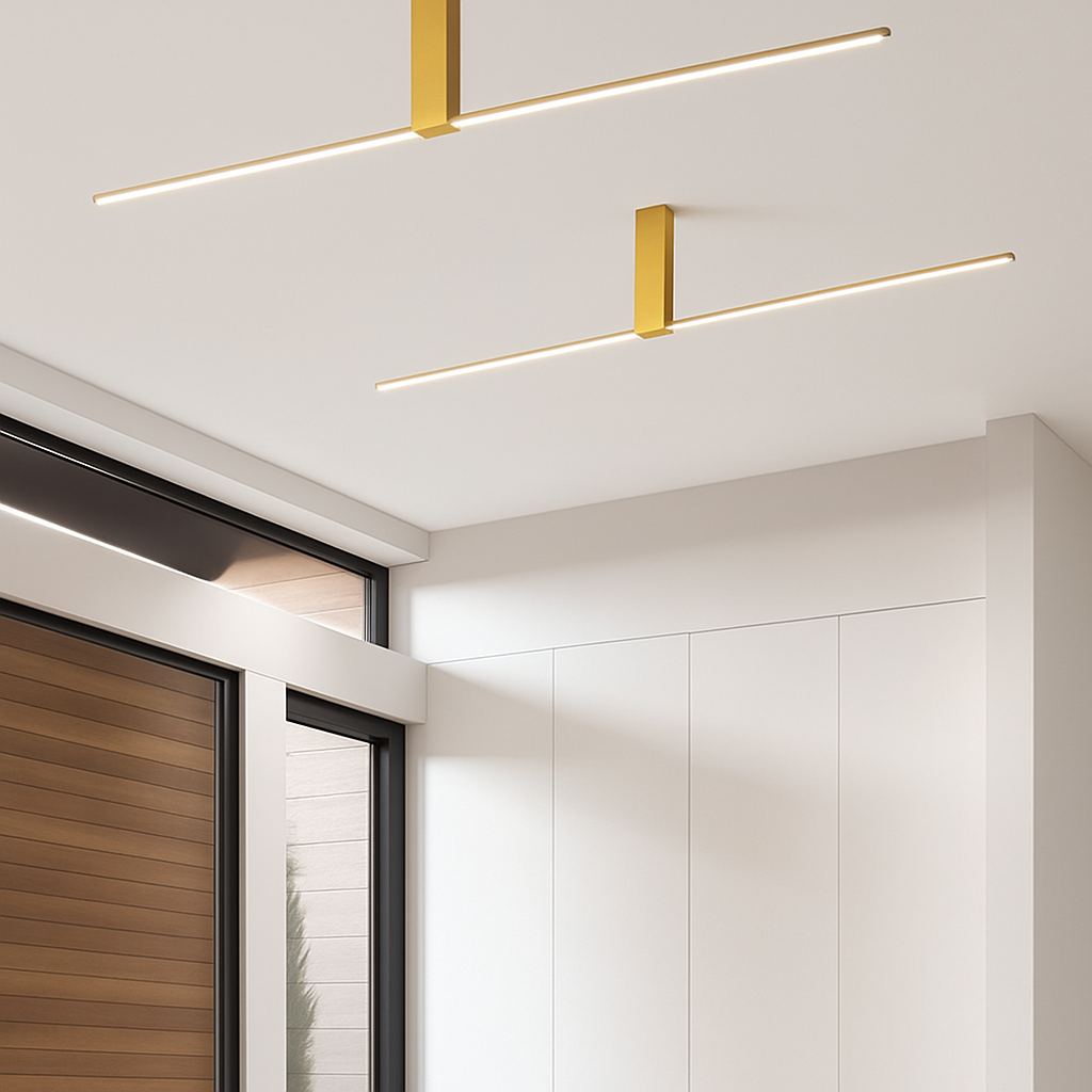 Plafonnier LED minimaliste barre lumineuse en métal – Mahil, noir
