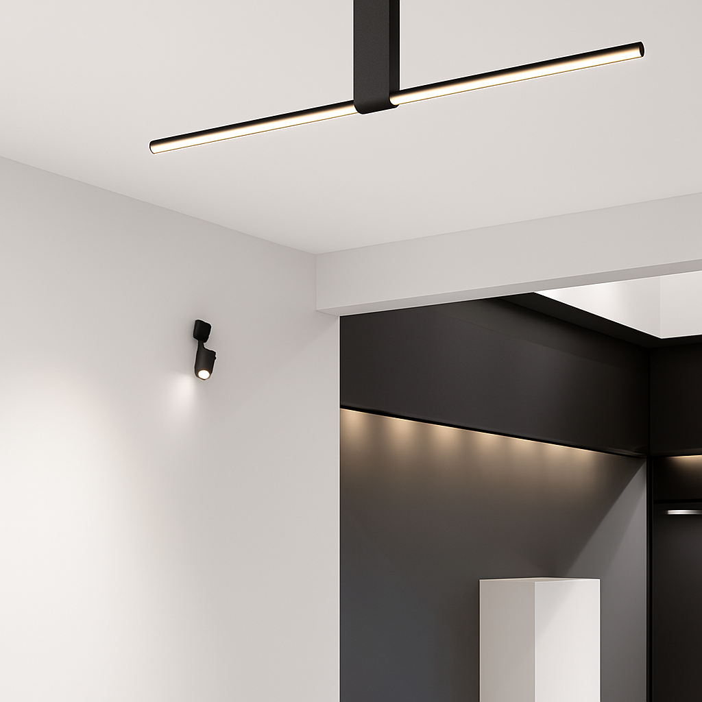 Plafonnier LED minimaliste barre lumineuse en métal – Mahil, noir