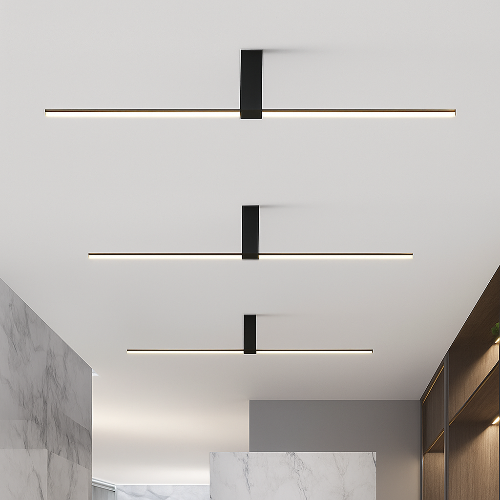 Plafonnier LED minimaliste barre lumineuse en métal – Mahil, noir