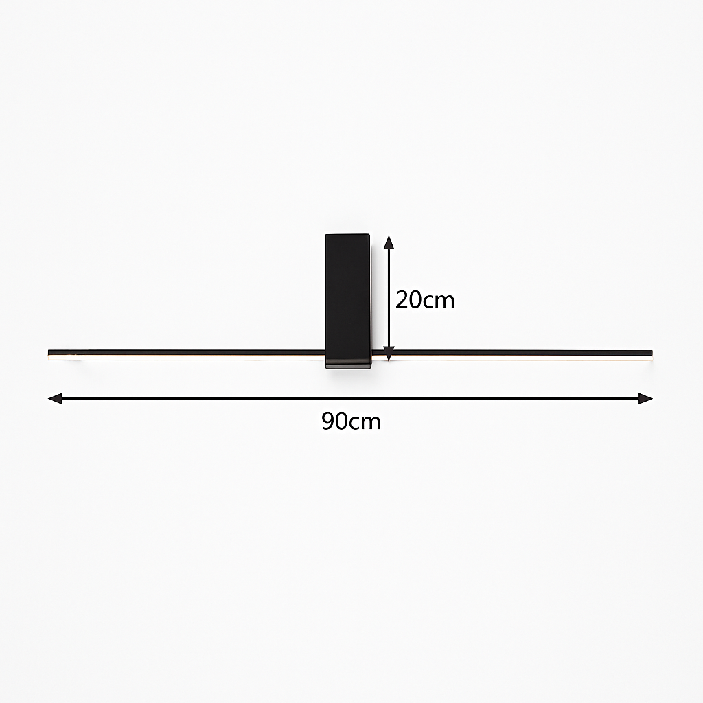 Plafonnier LED minimaliste barre lumineuse en métal – Mahil, noir