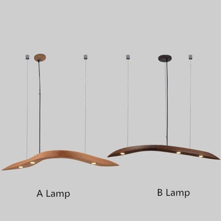 Lustre branches arrondies bois LED élégant