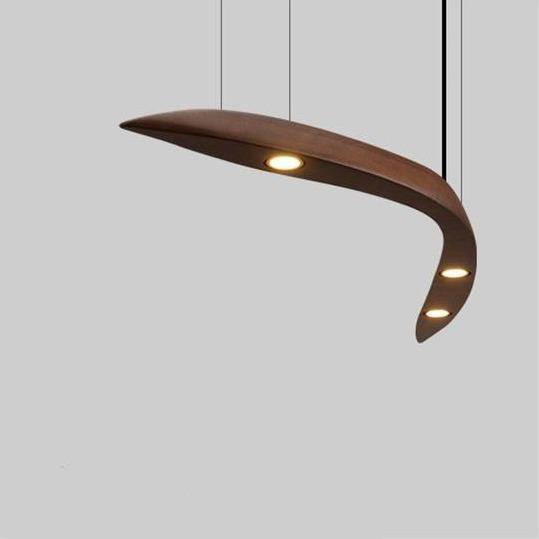 Lustre branches arrondies bois LED élégant