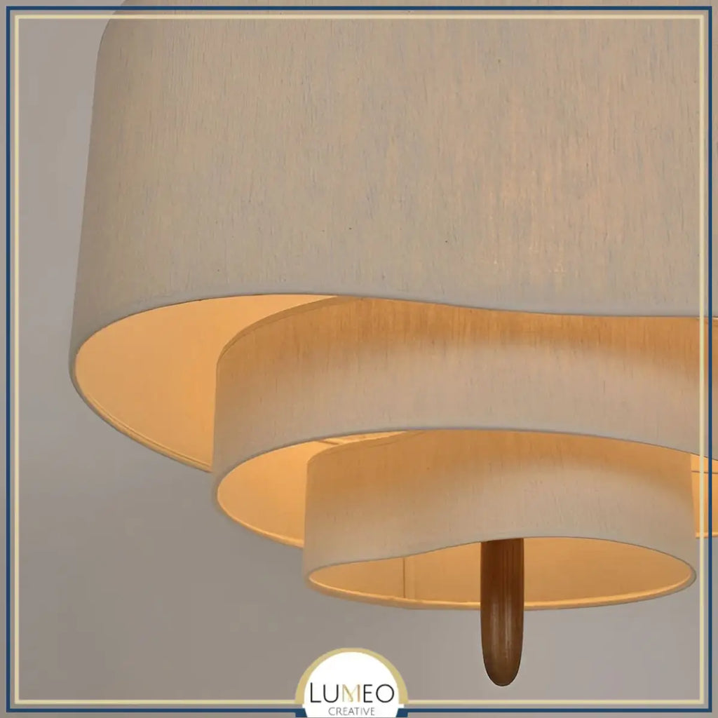 Suspension tissu spirale et bois | Élégance contemporaine